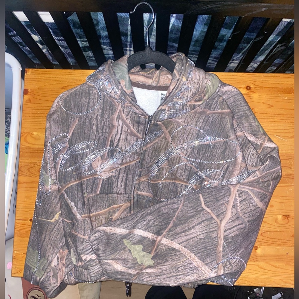 Named Collective camo rhinestone hoodie